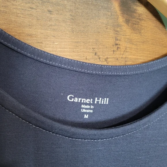 Garnet Hill Classic Navy Cap-Sleeve Knit Column Tencel Blend Midi Dress Size M - Picture 4 of 9